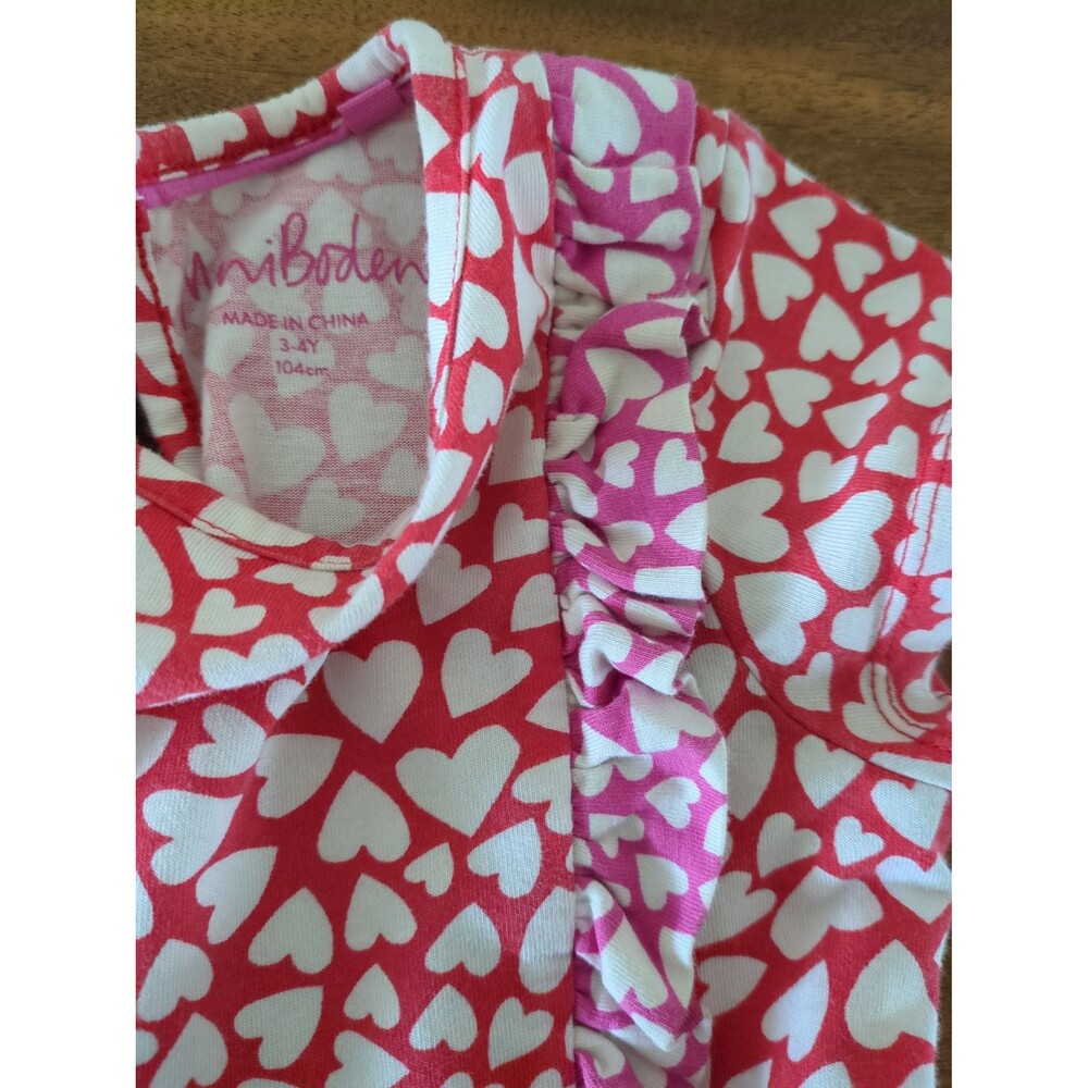 Mini Boden Girl's' Frilly Twirly Dress in Hearts print Red/Pink size 3/4 EUC - Picture 4 of 6